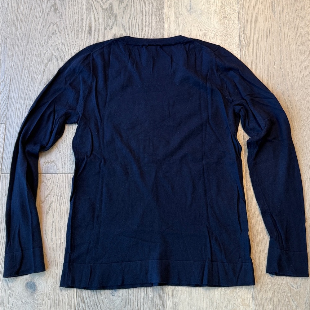 J.Crew Navy Lightweight Sweater with Pink Flamingo – Size Small – EUC - Picture 4 of 4